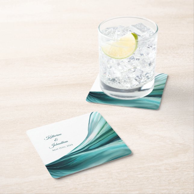 Modern Table Supplies-Emerald Green- Square Paper Coaster (Insitu)
