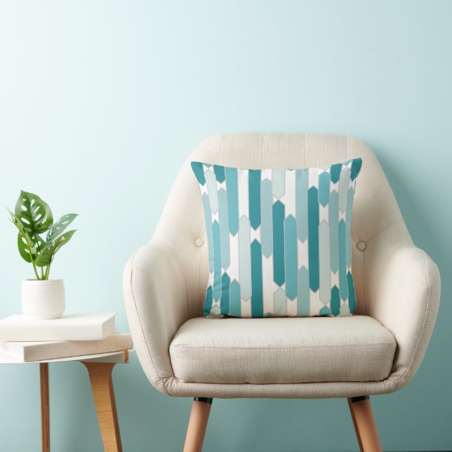 Modern Tabs, Aqua, Cerulean Blue, Turquoise Cushion (Chair)