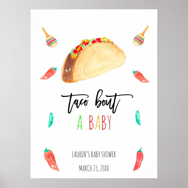 Modern Taco Bout A Baby Fiesta Baby Shower Welcome Poster (Front)