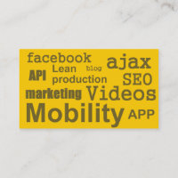 Modern Tag Cloud Yellow Web Design Business Card