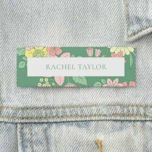 Modern Tagline Boho Floral  Name Tag