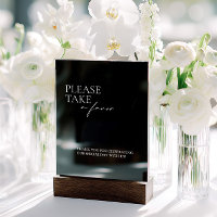 Modern Take a Favour Wedding Black Acrylic Sign