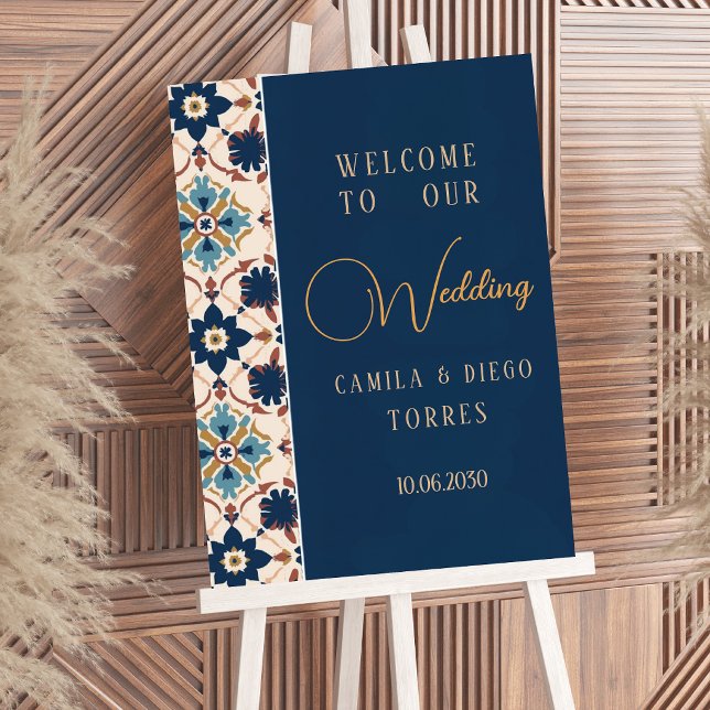 Modern Talavera Mexican Tile Wedding Welcome Sign (Creator Uploaded)