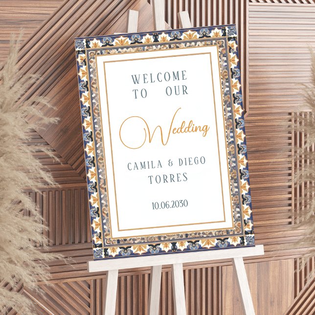 Modern Talavera Mexican Tile Wedding Welcome Sign (Creator Uploaded)