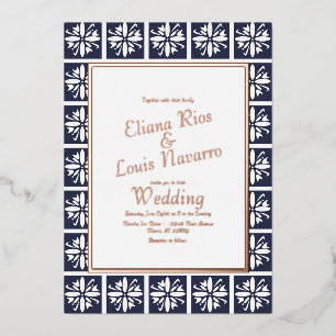 Modern Talavera Navy Blue Wedding Pressed   