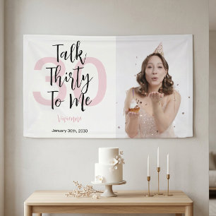 Modern Talk Thirty To Me Pink 30th Birthday Party Banner