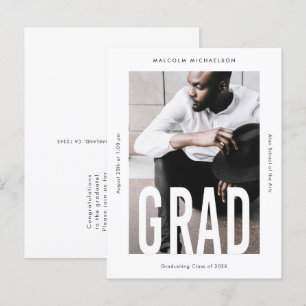 Modern Tall Type Photo Graduation Announcement Postcard