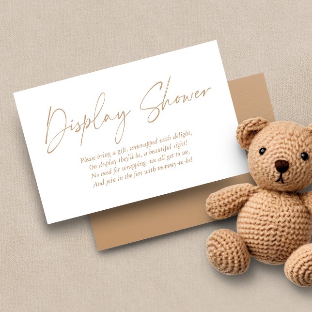 Modern Tan Brown Handwritten Display Shower Enclosure Card (Creator Uploaded)