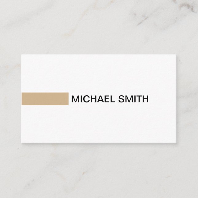 Modern Tan Elegant Professional Plain White Business Card (Front)