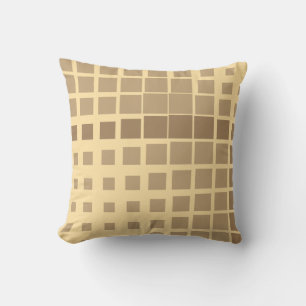 Modern Tan Gold Deconstructed Plaid Abstract Geome Cushion