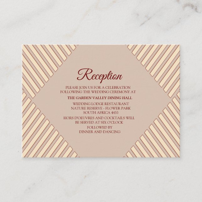 Modern Tan - Marsala-wine tone stripes Enclosure Card (Front)