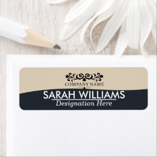 Modern Tan Navy Professional Return Address Label