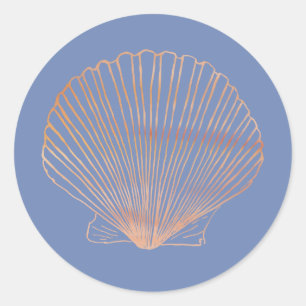 Modern Tan Scallop Shell Classic Round Sticker