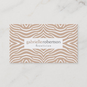Modern Tan & White Zebra Animal Print Business Card