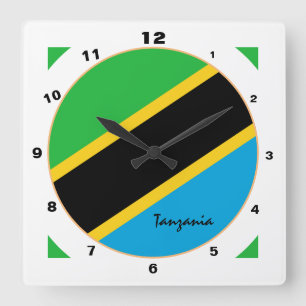 Modern Tanzania Flag, Tanzania Home / design Square Wall Clock