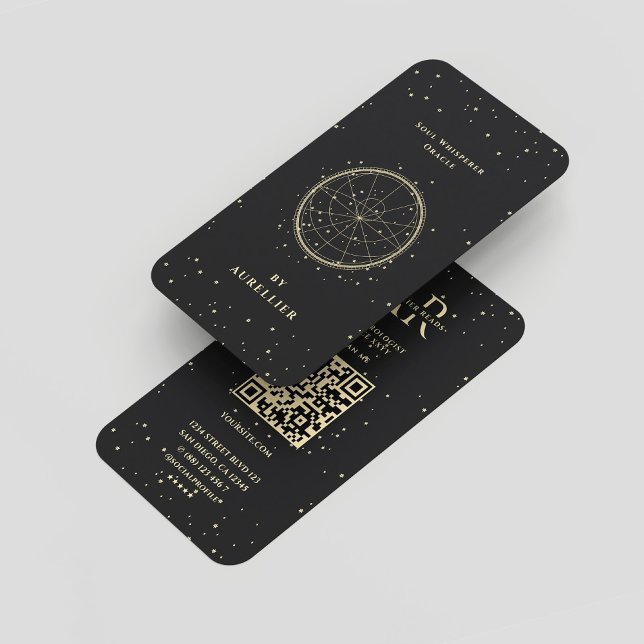 Modern Tarot Numerologist Black Gold Monogram Business Card (Modern Tarot Numerologist Black Gold Monogram Business Card
)