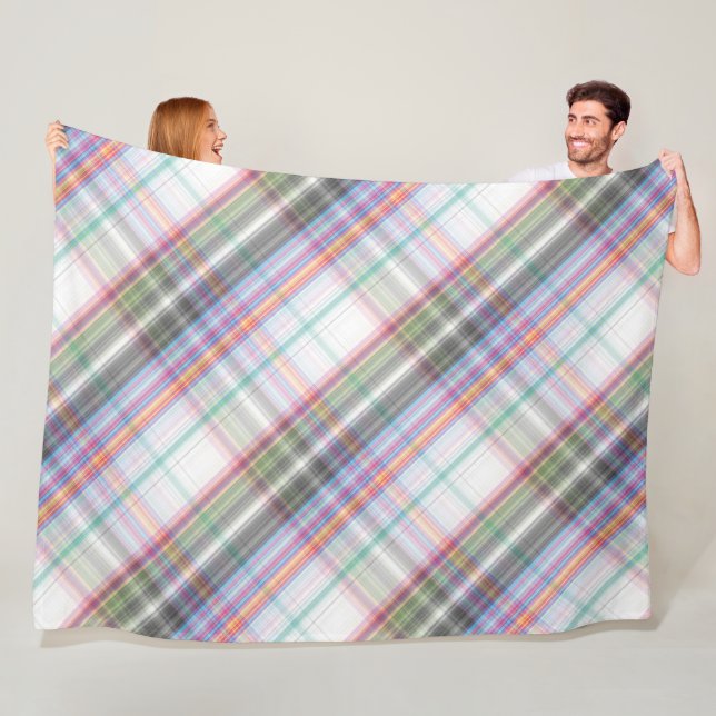  Modern Tartan Green Yellow Tan Plaid Pattern. Fleece Blanket (In Situ)