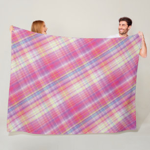 Modern Tartan Pink Tan Plaid Pattern. Fleece Blanket