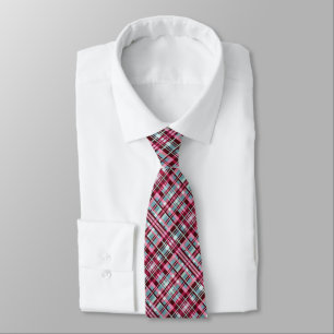 Modern Tartan Plaid in Cranberry, Blush Pink... Tie