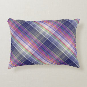 Modern Tartan Purple Tan Plaid Pattern. Decorative Cushion