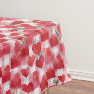 Modern Tartan Red Floral Pattern Tablecloth