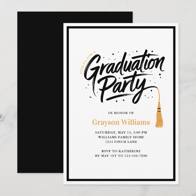 Modern Tassel Graduation Party Invitation (Front/Back)