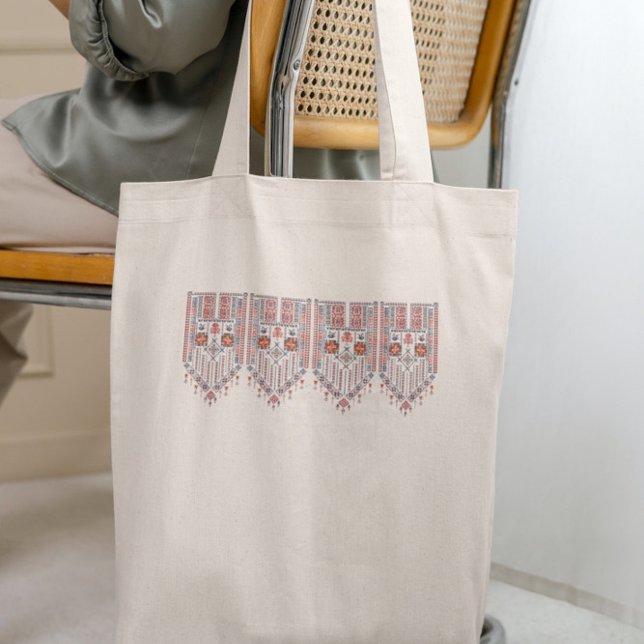 Modern Tatreez Pattern Palestinian Artwork Tote Bag (Creator Uploaded)