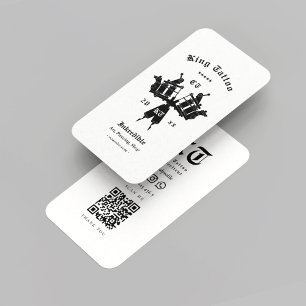 Modern Tattoo Artist Monogram Black White Business Card