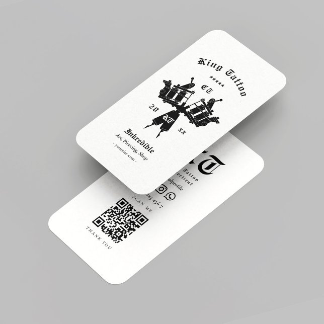 Modern Tattoo Artist Monogram Black White Business Card (Modern Tattoo Artist Monogram Black White Business Card
)