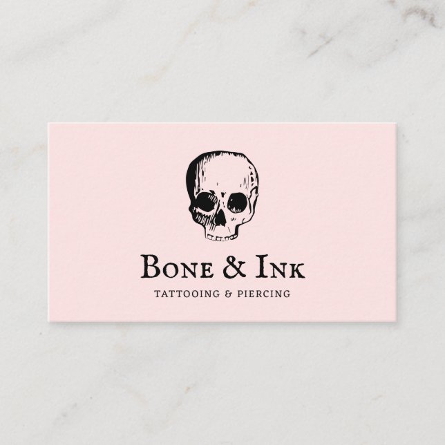 Modern Tattoo Artist Skull QR Code Business Card (Front)