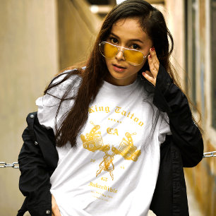 Modern Tattoo Artist State Custom Name White Gold T-Shirt