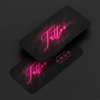 Modern Tattoo Artist Tattoo Shop Neon Pink Business Card