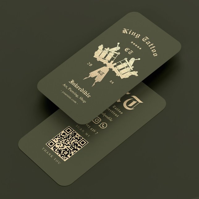 Modern Tattoo Artist Tattooist Army Green Business Card (Modern Tattoo Artist Tattooist Army Green Business Card
)