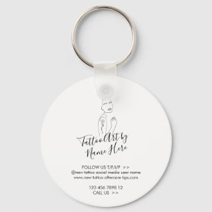 Modern Tattoo girl art script typography Key Ring