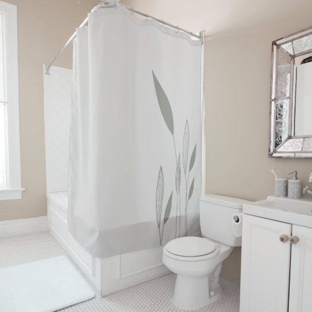 Modern Taupe and Tan Tall Leaves  Shower Curtain (In Situ)