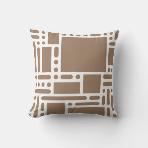 Modern Taupe Brown Abstract Geometric Throw Pillow