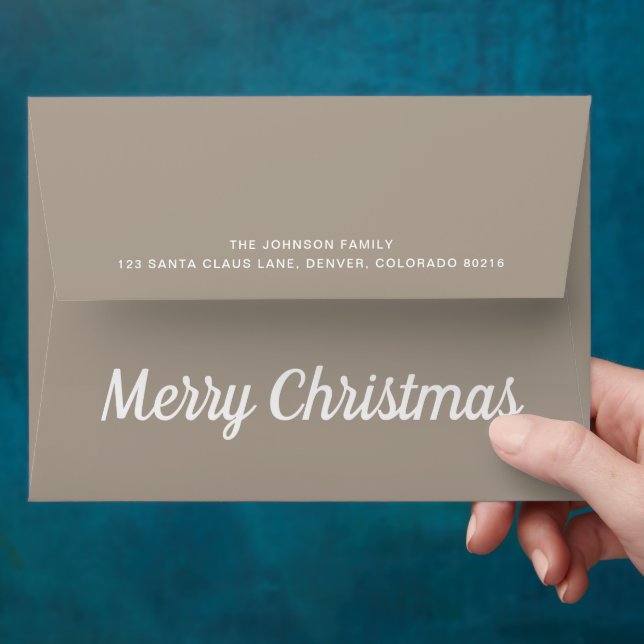 Modern Taupe Christmas Return Address Envelope (Hand)