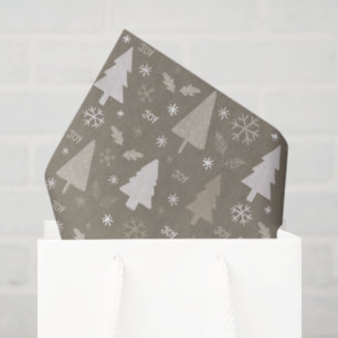 Modern Taupe Christmas Trees Pattern Holiday Tissue Paper