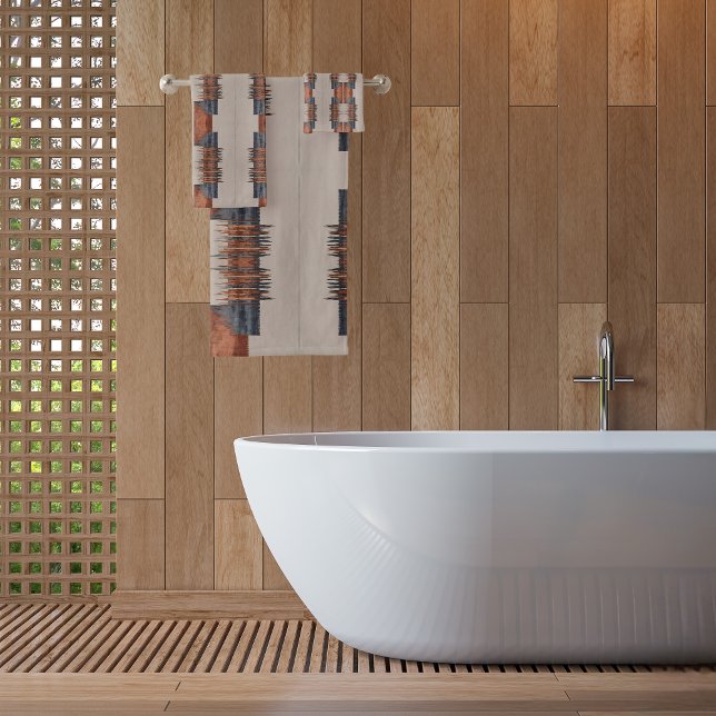 Modern Taupe Denim and Rust Bath Towel Set (Creator Uploaded)