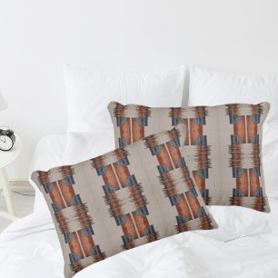 Modern Taupe Denim and Rust Pillowcase