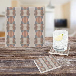 Modern Taupe Denim and Rust  Stone Coaster