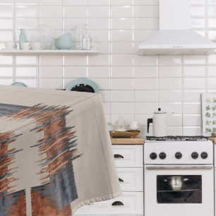 Modern Taupe Denim and Rust  Tablecloth