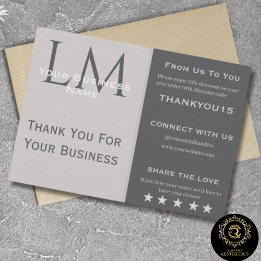 Modern Taupe Gray Business Branding Thank You Enclosure Card