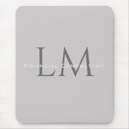Modern Taupe Gray Monogram Workspace Accent Mouse Mat