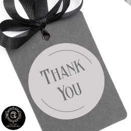 Modern Taupe Gray Thank You Business Branding Classic Round Sticker