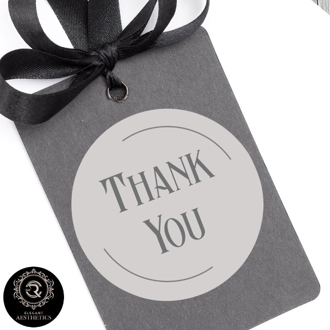 Modern Taupe Gray Thank You Business Branding Classic Round Sticker (Modern Taupe Gray Thank You Business Branding Classic Round Sticker)