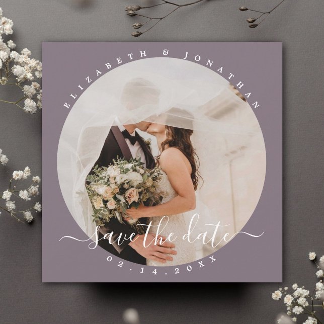 Modern Taupe Grey Minimalist Couple Photo Wedding Save The Date (Creator Uploaded)