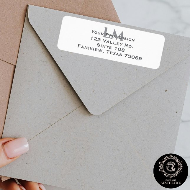 Modern Taupe Grey Monogram Branding Address  (Modern Taupe Gray Monogram Branding Address Label)