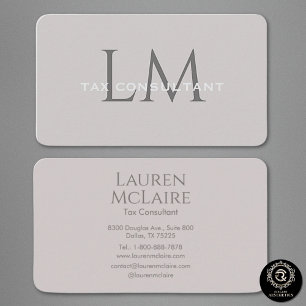 Modern Taupe Grey Monogram Business Card