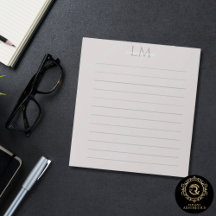 Modern Taupe Grey Monogram Stationery